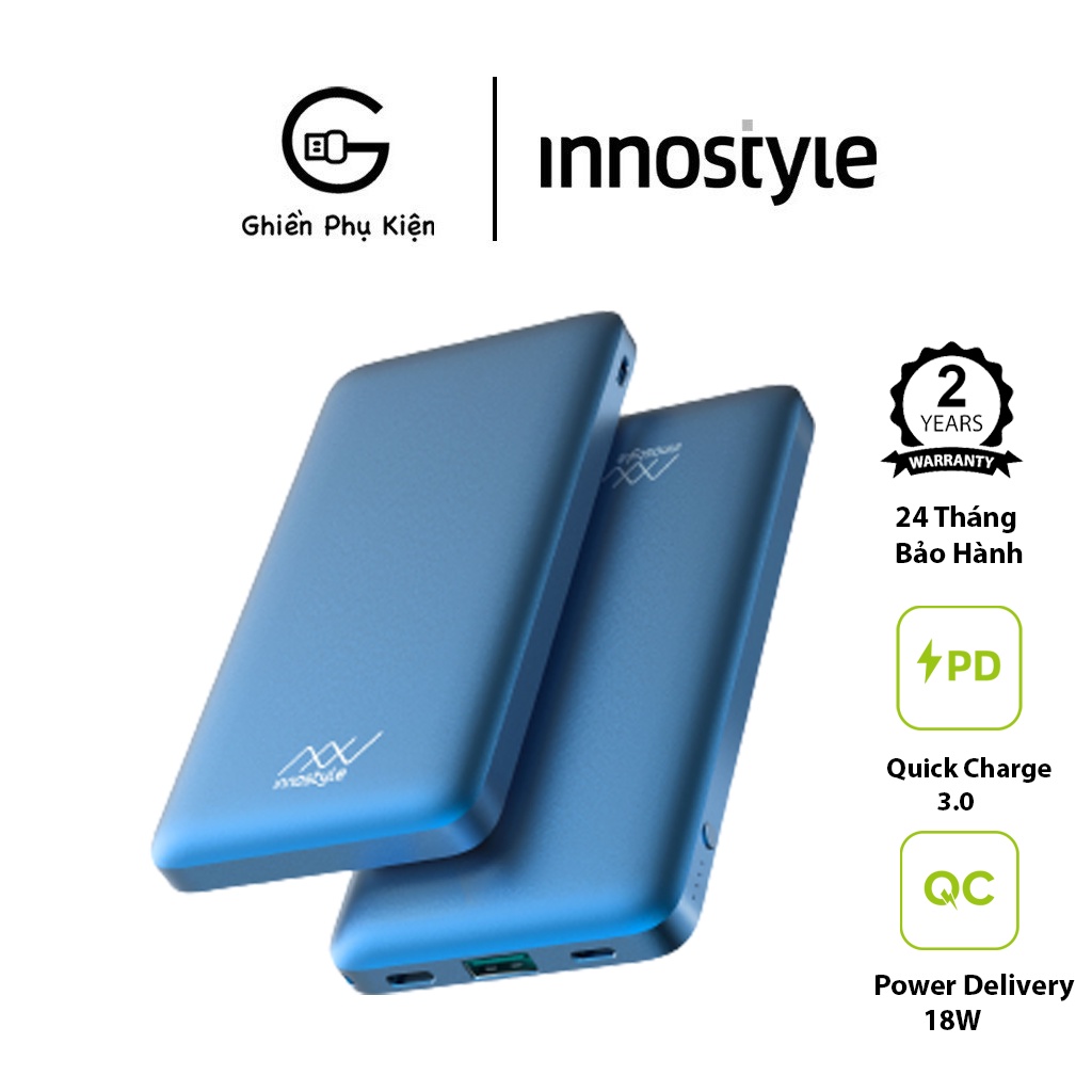 Sạc Dự Phòng INNOSTYLE 10000MAH PD 18W + QC3.0 18W Blue - Hàng Chính Hãng