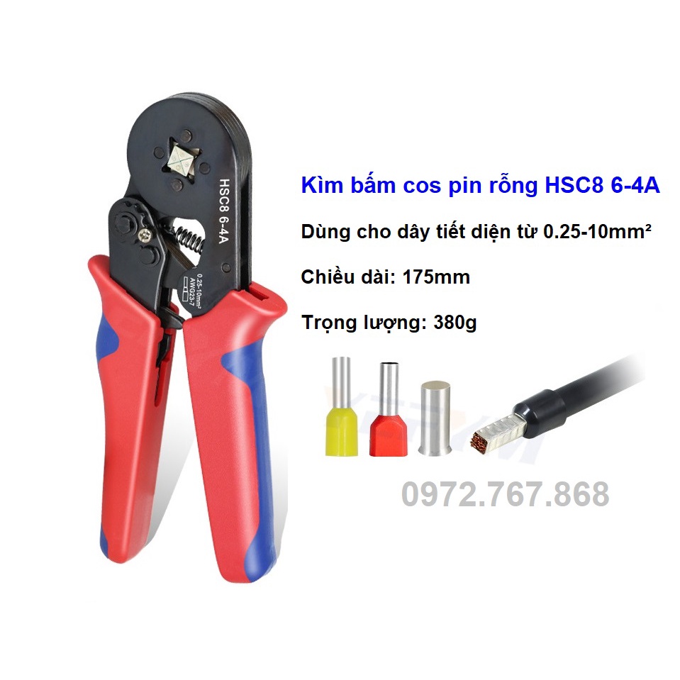 Kìm Bấm Đầu Cốt Pin Rỗng HSC8 6-4A