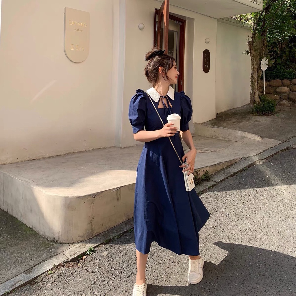 Đầm nữ dự tiệc cổ sen khoét phối cột nơ phong cách Hàn Quốc trẻ trung thời trang -Thời Trang VADA (VD404) | BigBuy360 - bigbuy360.vn