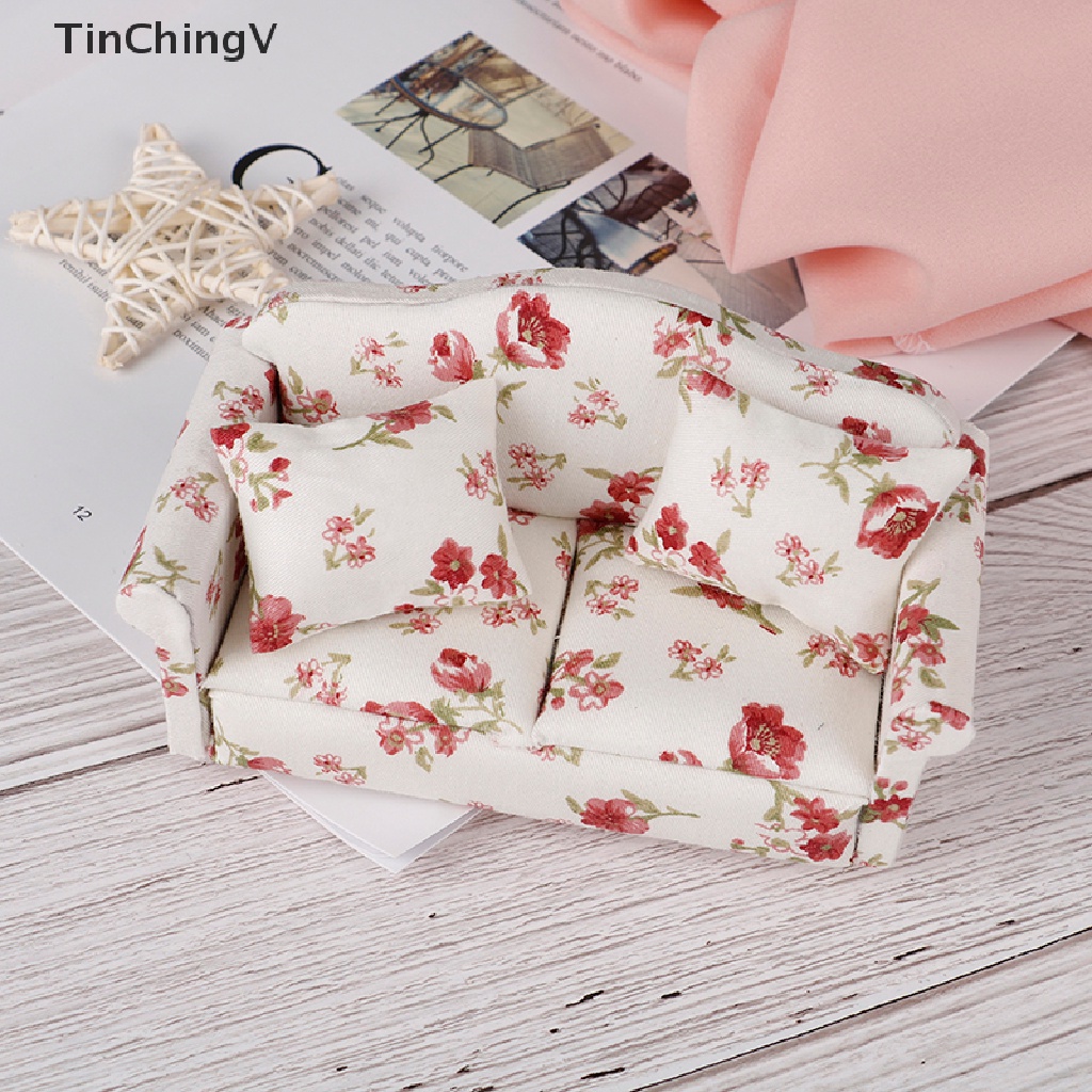 Mô Hình Ghế Sofa Đôi Vintage Trang Trí Nhà Búp Bê Tỉ Lệ 1: 12