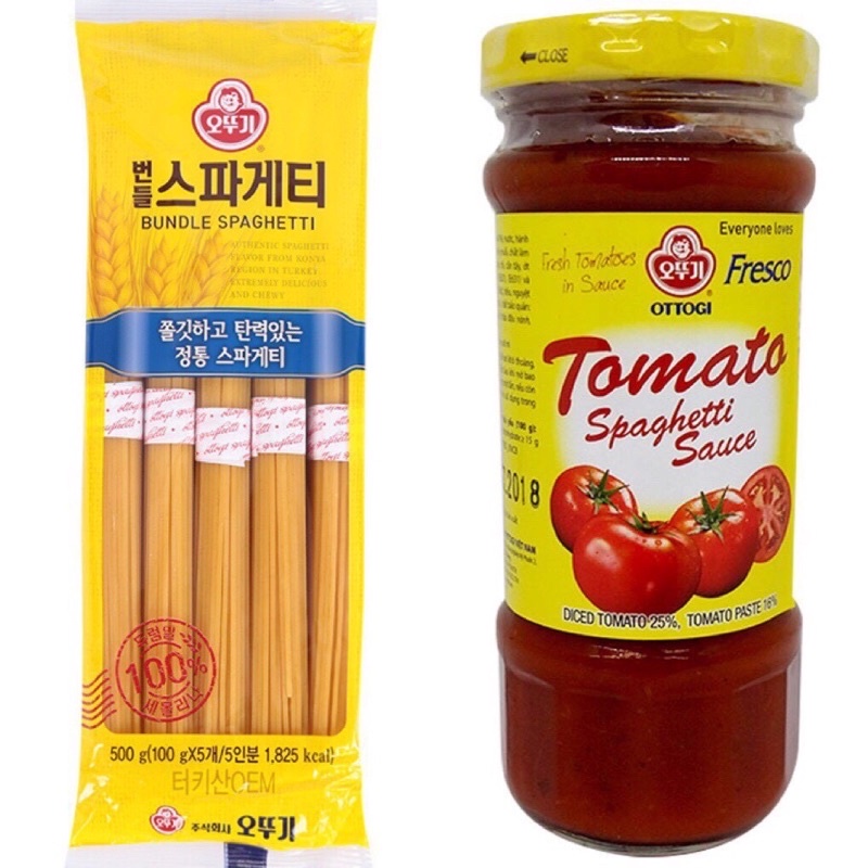 Combo Mì Ý và sốt spaghetti Ottogi tiện lợi.