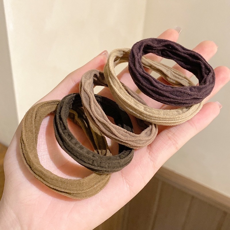 Dây Buộc Tóc Cao Su Màu Cà Phê Thời Trang Không Đau