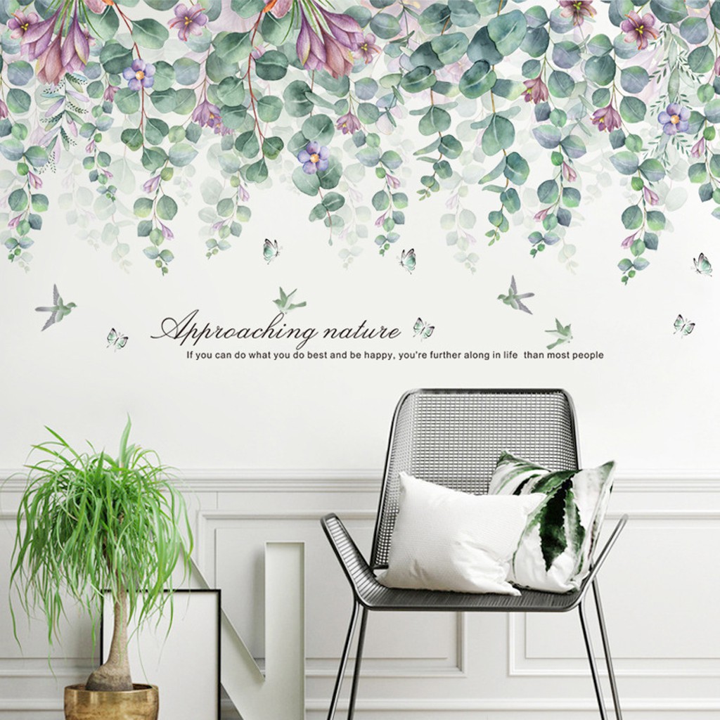 Tranh dán tường, decal dán tường trang trí nhà cửa, cửa hàng mẫu Dàn hoa lá BH1311