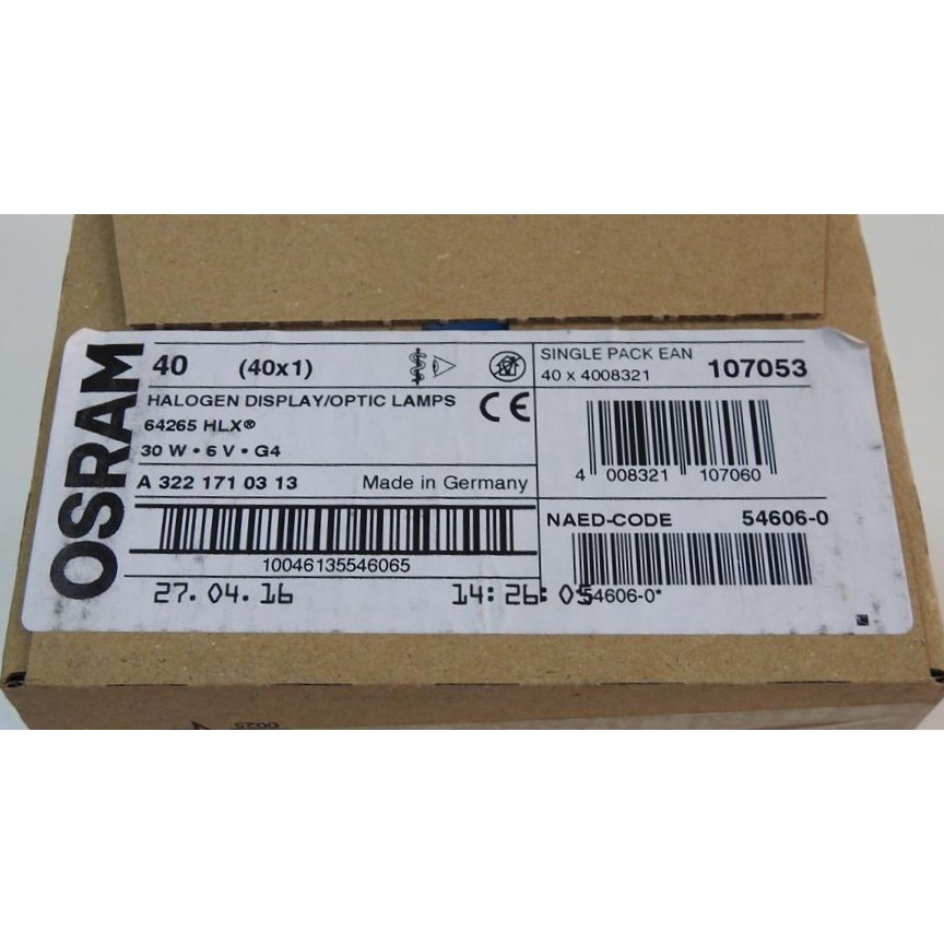 (SALE) Bóng đèn nhãn khoa Osram 64265 HLX 6V 30W G4