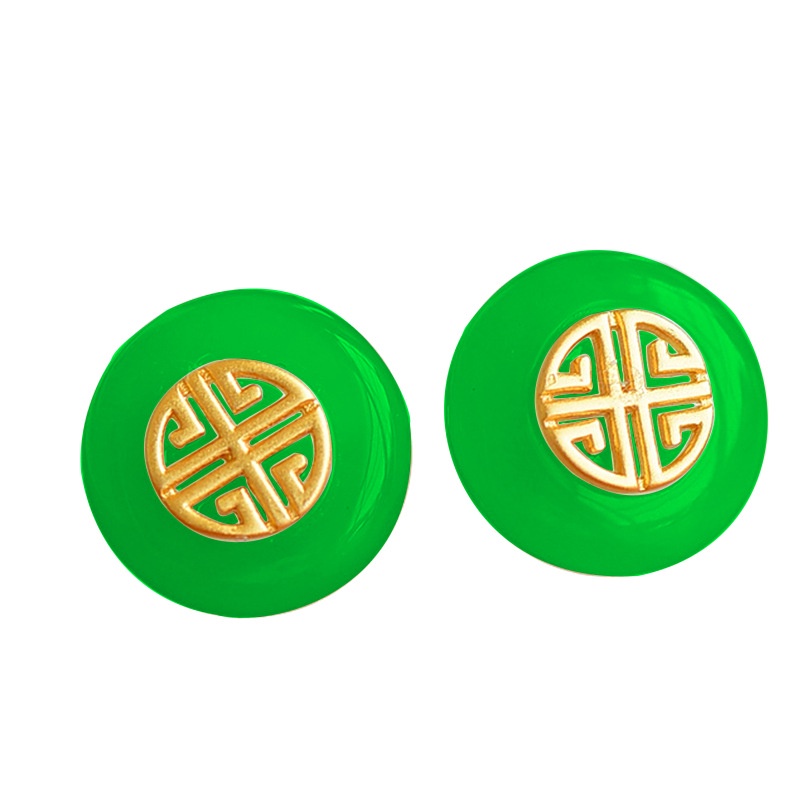 Khuyên tai mạ bạc 925 đính đá ngọc bích nhân tạo thời trang