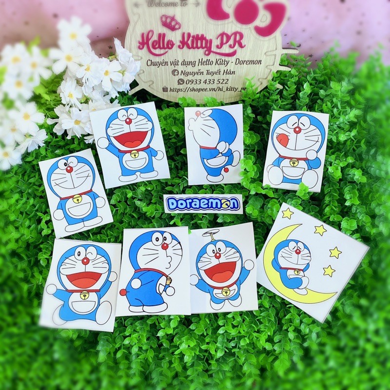 Decal dán xe, ổ điện, tủ, nón bảo hiểm Doremon Doraemon