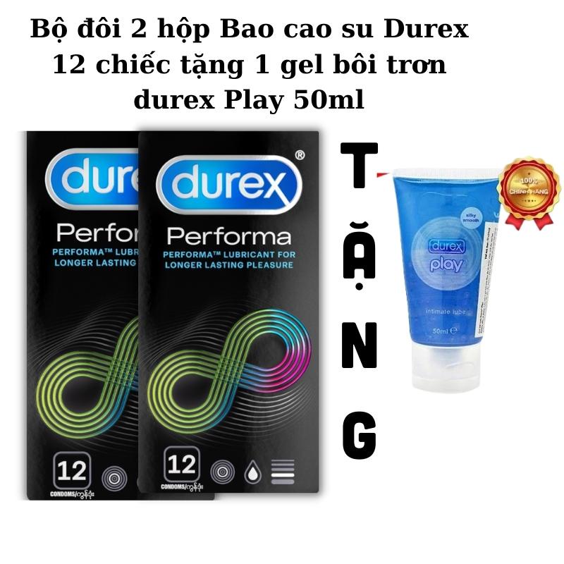 Bộ 02 hộp bao cao su Durex Performa 12 chiếc tặng 1 gel Durex Play 50ml 11091990