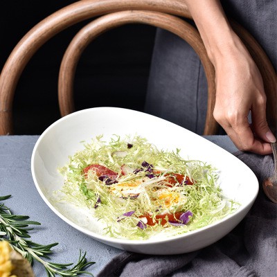 Đĩa trũng sứ trắng trộn salad hoặc bày hoa quả KT 27cm