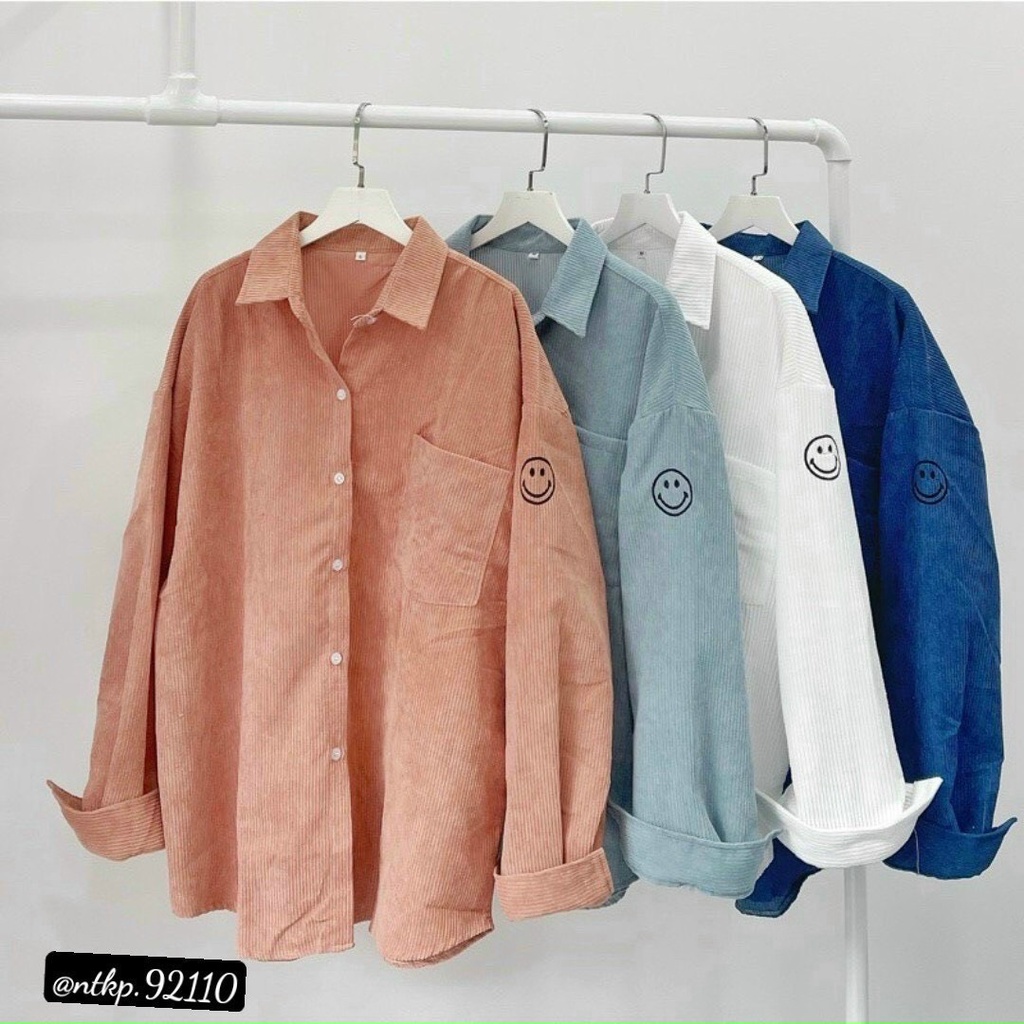 [FREE SHIP] ÁO KHOÁC KAKI NHUNG MẶT CƯỜI FORM RỘNG SIÊU TO SIÊU CÁ TÍNH