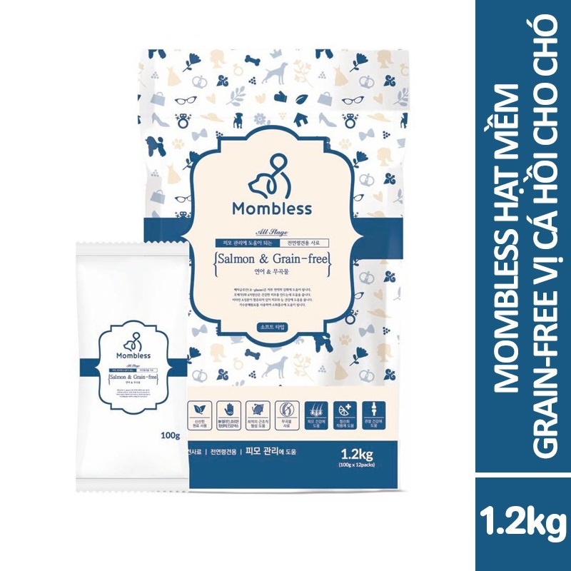 Thức ăn hạt mềm cho chó Mombless Grain-free bịch 1.2 kg