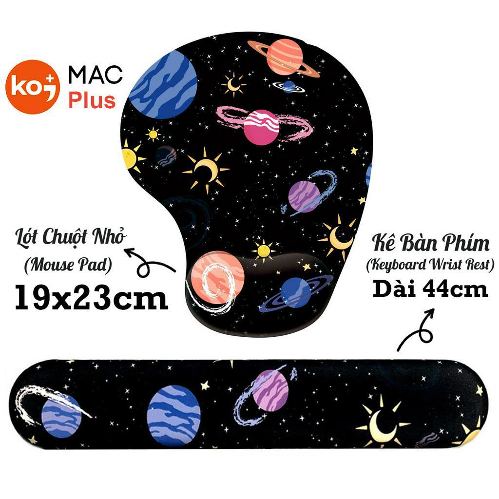 Combo Lót Chuột Kê Tay Bàn Phím Màu Pastel Cực Xinh Anime Galaxy Có Đệm Silicon