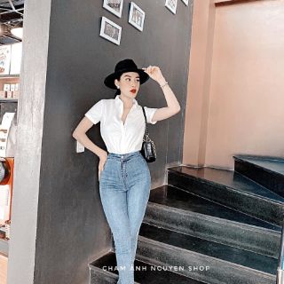 Quần jean cạp cao chất mát