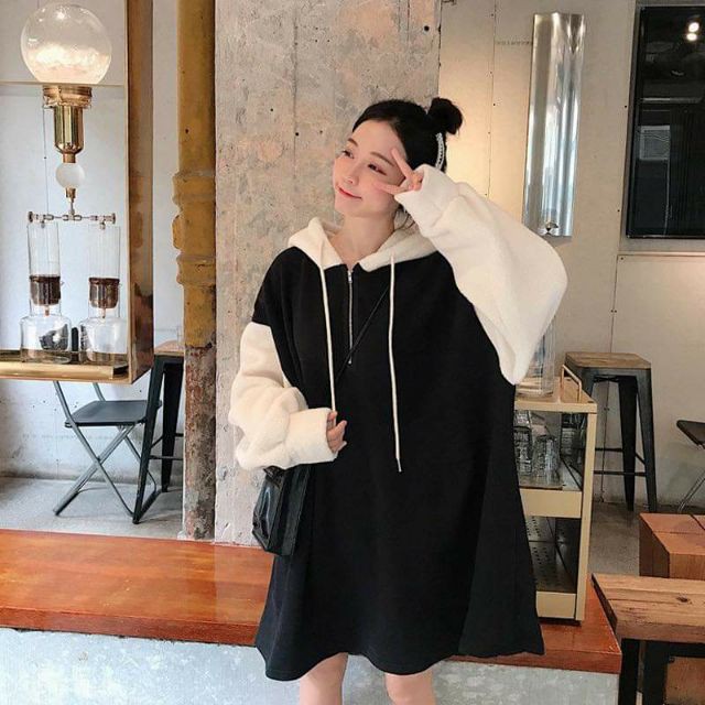 🌸🌸Váy hoodie ulzzang nỉ có mũ[ 💗MUA 1 TẶNG 1 QUÀ SIÊU CUTE💗 ] KÈM VIDEO HÌNH THẬT -Hàng nhập khẩu