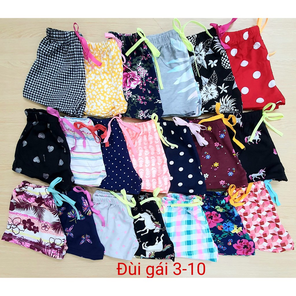 Quần sooc bé gái lên từ vải xuất dư size 10kg - 30kg