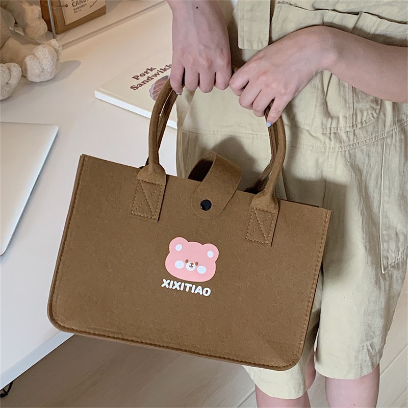 Oeteo Túi Xách Tay Cắm Trại Bằng Vải Hình Gấu Cho Nữ