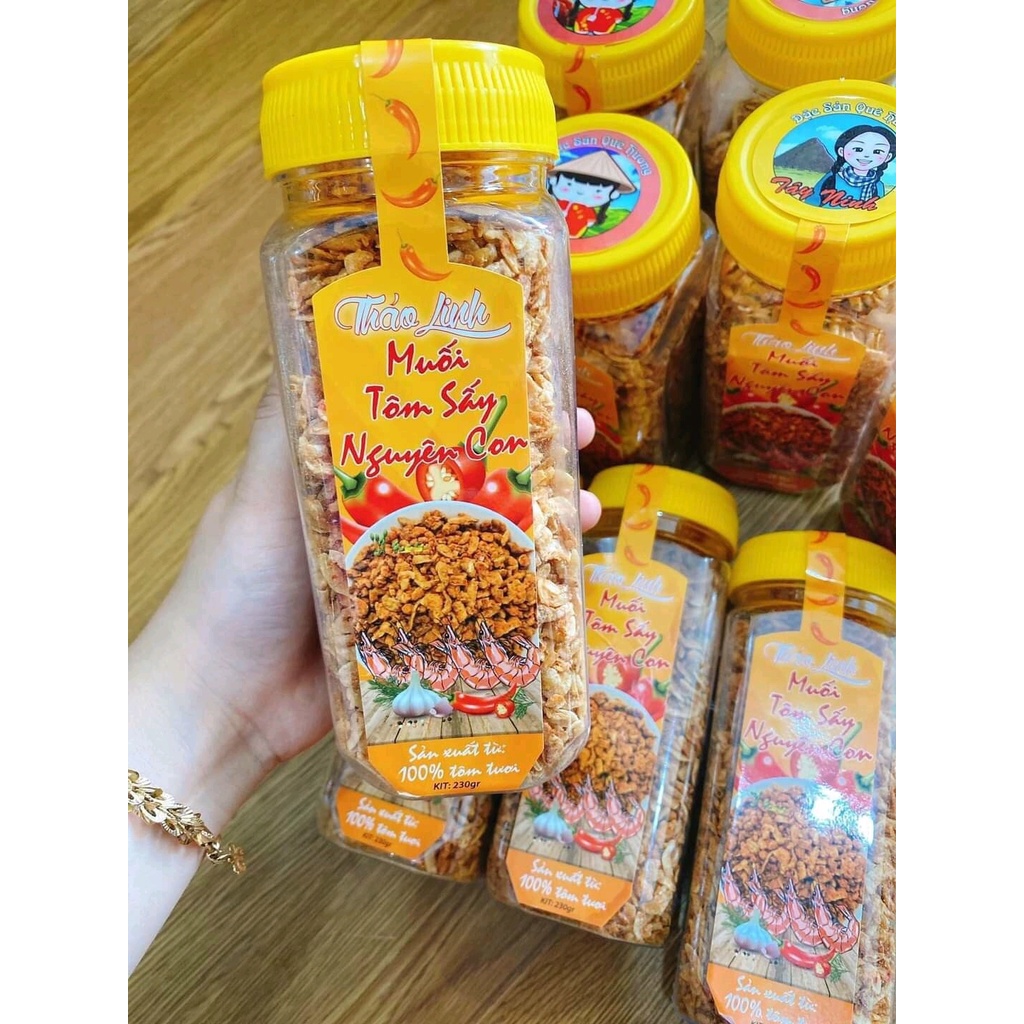 MUỐI TÔM SẤY NGUYÊN CON VỊ MUỐI THẢO LINH-230GR ĂN VẶT NHÀ LÀM