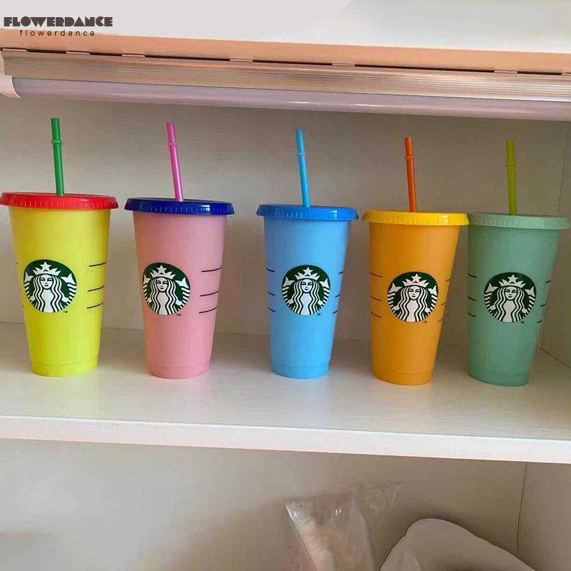 Ly Nhựa Uống Nước Starbucks Thay Đổi Màu Sắc 24 Oz Có Thể Tái Sử Dụng