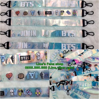Móc khóa BTS + strap holo_Mẫu mới (KM tặng Sticker & hình xăm BT21 BTS)