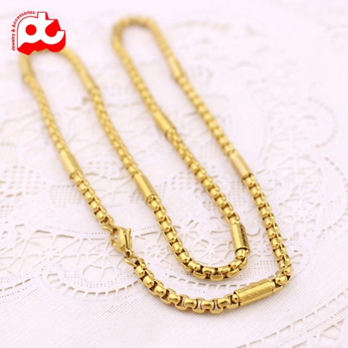 Dây chuyền nam cao cấp thời trang đẹp titan kiểu bọc khoanh chạm họa tiết chéo PT JEWELRY kích cỡ 4mm PTDCNA165