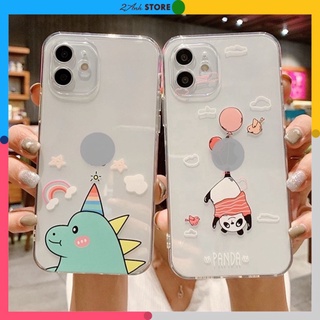 Ốp đôi iphone in hình gấu và khủng long trong suốt cho iphone 7plus đến 13promax - 2anh store