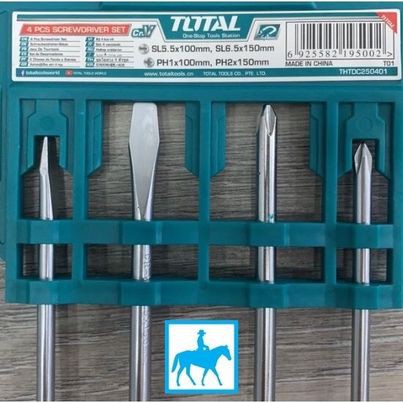 ĐỒ NGHỀ TOTAL Bộ 4 tua vít dẹp và bake thép 40Cr THTDC250401 &lt; HÀNG CHÍNH HÃNG &gt;