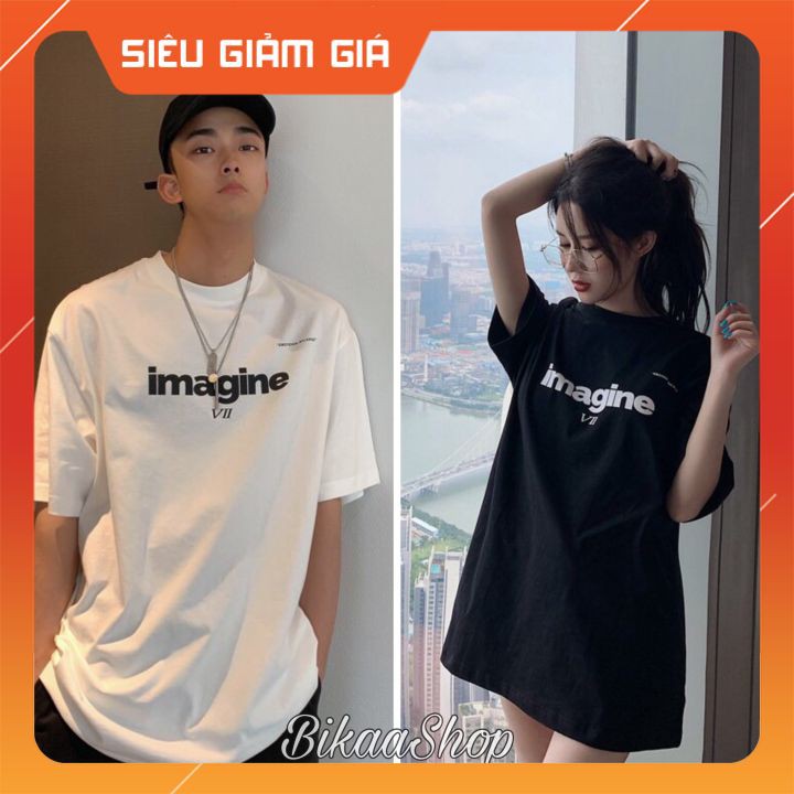 Áo thun nam form rộng 💖FREESHIP💖 Áo form rộng nam nữ imagine 2 màu đen trắng - vải mềm mịn mát