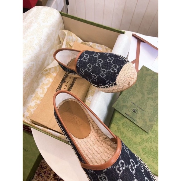 Giày slip on guci hoạ tiết đế cói fullbox