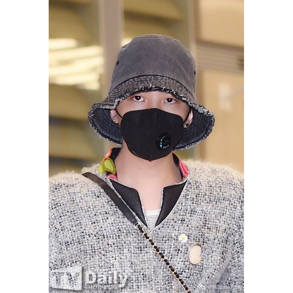Mũ bucket thô bò màu ghi tua rua giống GDRAGON
