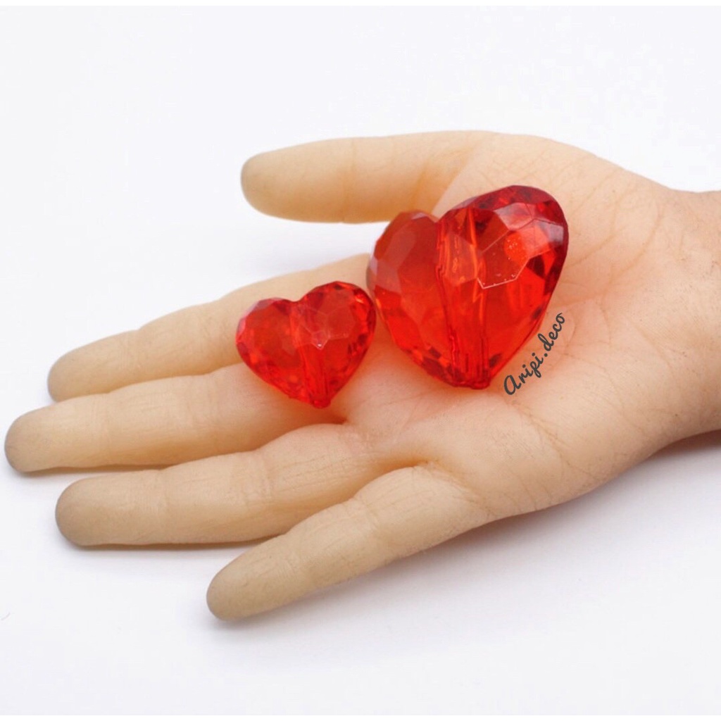 Charm nhựa tim lớn trong xỏ lỗ 2 đầu A22 /Nguyên liệu làm vòng tay /handmade / resin
