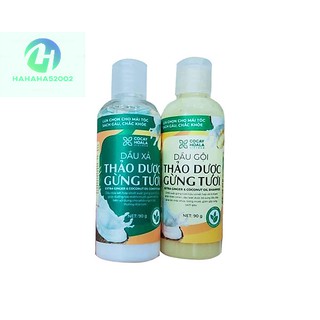 BỘ MINI - COMBO DẦU GỘI XẢ THẢO DƯỢC GỪNG DỪA HỮU CƠ CỎ CÂY HOA LÁ (90gr/chai)
