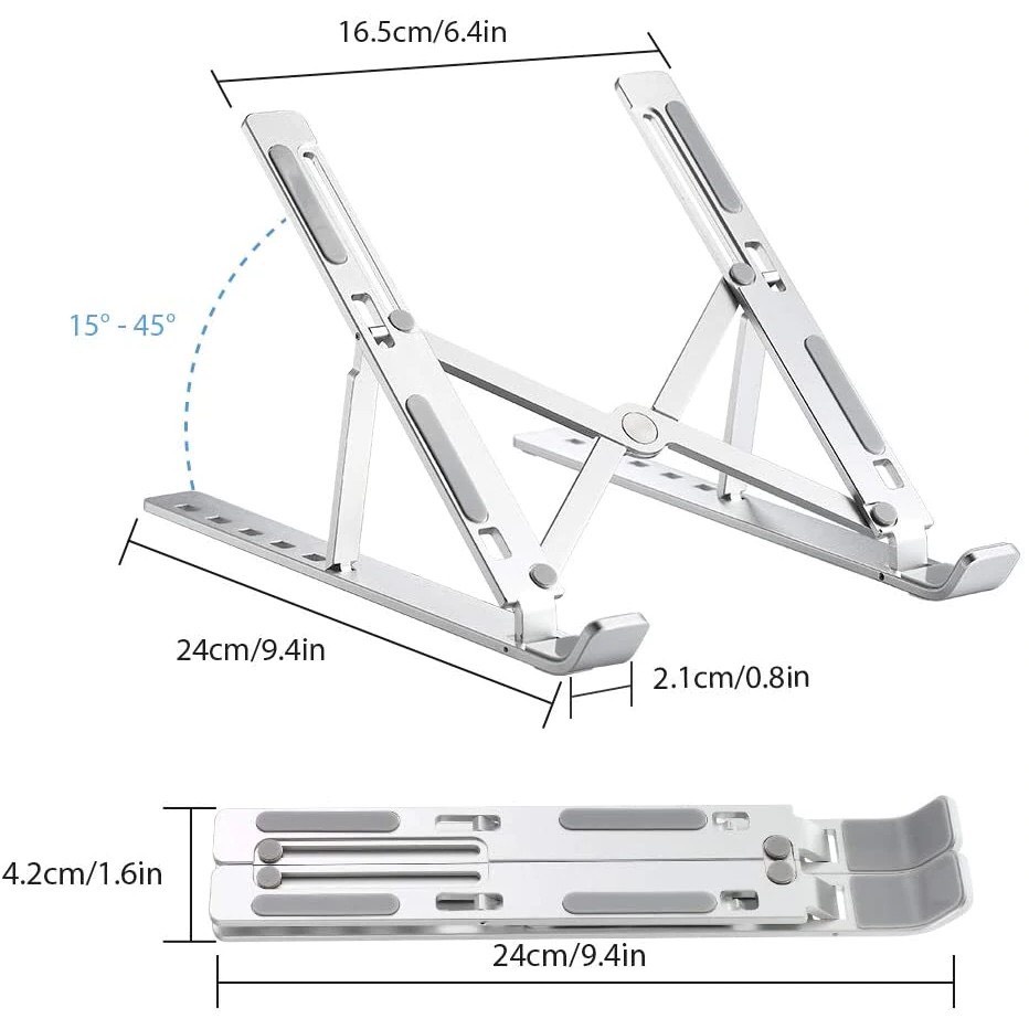 Giá đỡ Laptop , Giá kê MacBook , Ultrabook chất liệu bằng nhôm điều chỉnh độ cao , chống mỏi cổ, dễ gấp gọn !!!