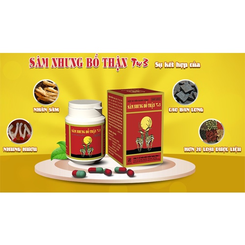 Sâm nhung bổ thận TW3 (Lọ 30 viên) - Bổ thận tráng dương, dưỡng huyết tư âm, cố tinh