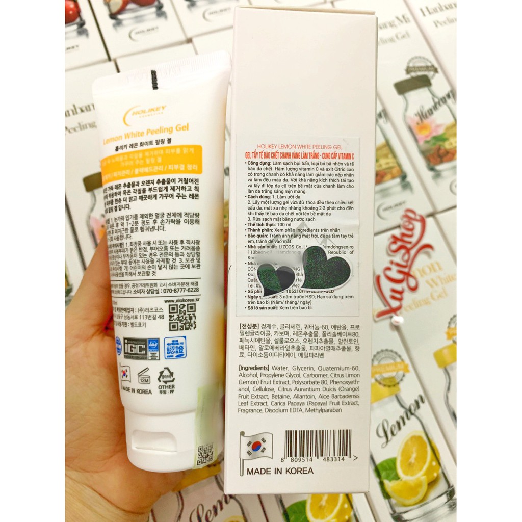 Gel tẩy tế bào chết chanh vàng làm trắng - cung cấp vitamin C Holikey Lemon White Peeling Gel 100ml