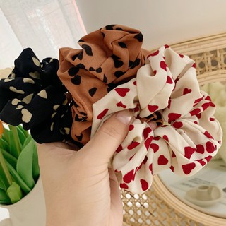 Dây Buộc Tóc Vải Scrunchies Vintage Thả Tim Cổ Điển A502