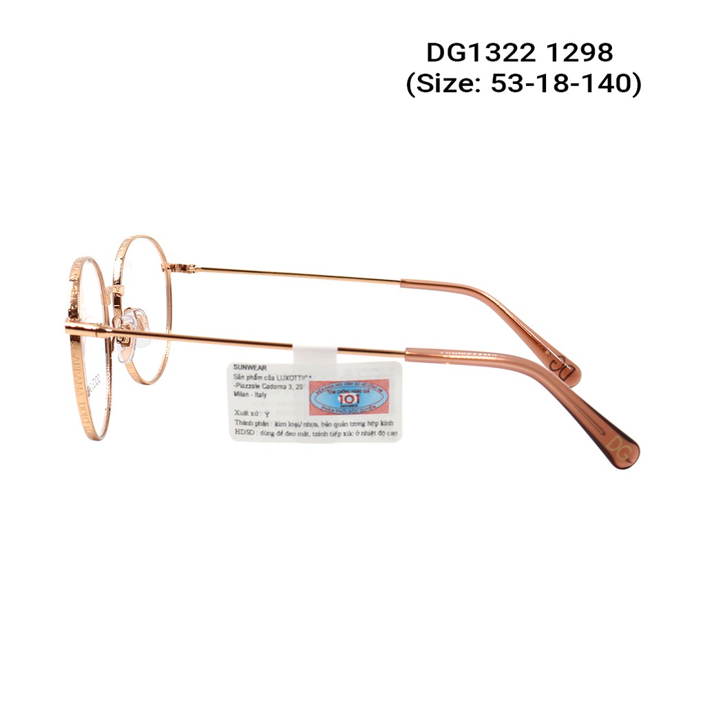 Gọng kính nam nữ chính hãng Dolce &amp; Gabbana DG1322 màu sắc thời trang, thiết kế dễ đeo bảo vệ mắt