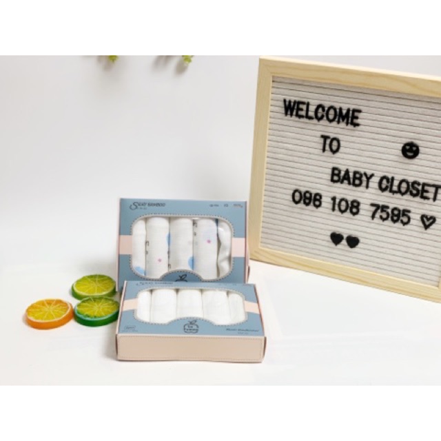 [CHÍNH HÃNG] Set 5 khăn sữa sợi tre lụa mềm mại (30x30) La Pomme