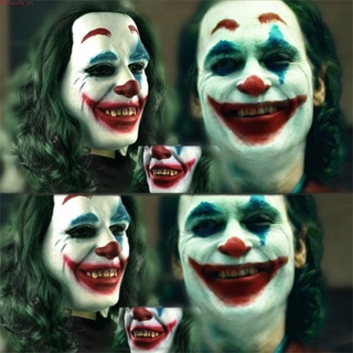 Mặt nạ cao su trang phục hóa trang chú hề mặt nạ hiệp sĩ bóng đêm cosplay kinh dị đáng sợ joker mặt nạ tóc xanh tóc giả halloween