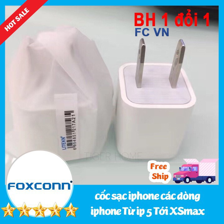 [FREE SHIP] Củ sạc iPhone 5/5s/6/6s/6 Plus/7/7plus/8/8plus/x ZIn Chính hãng Foxcom Bh 1 đổi 1 miễn phí