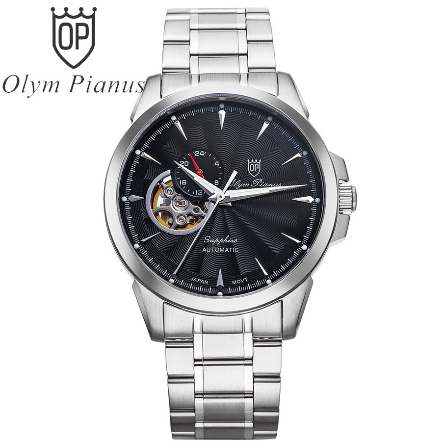 Đồng hồ nam dây kim loại Automatic Olym Pianus OP990-083 OP990-083AMS đen