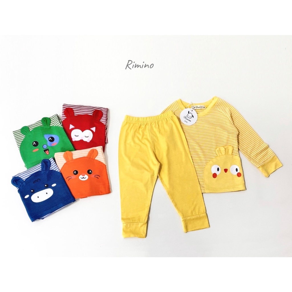 [SALE] Bộ Quần Áo Bé Gái, Bé Trai KIMCHIBABY Vải Thun Lạnh Tai Thú Kẻ Sọc, Đồ Bộ Cho Bé Mặc Nhà Thu Đông KWTD2213