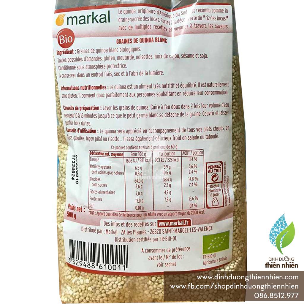 Hạt Diêm Mạch Hữu Cơ Markal Organic Quinoa, 500g