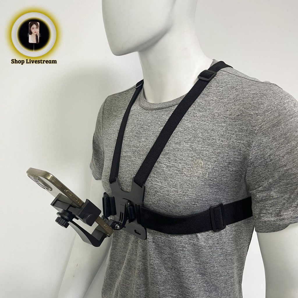Dây đai đeo điện thoại trước ngực làm camera hành trình chuyên dụng khi đi xe đạp, moto, xe máy