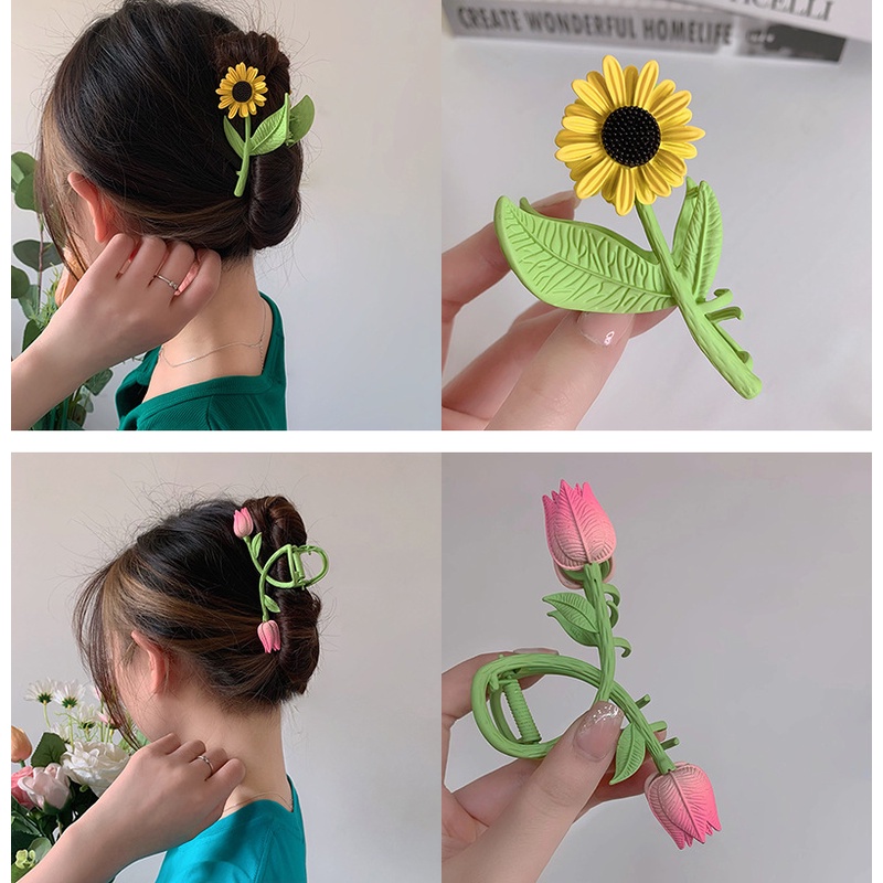 Kẹp tóc càng cua hình hoa Tulip dễ thương phong cách Hàn Quốc