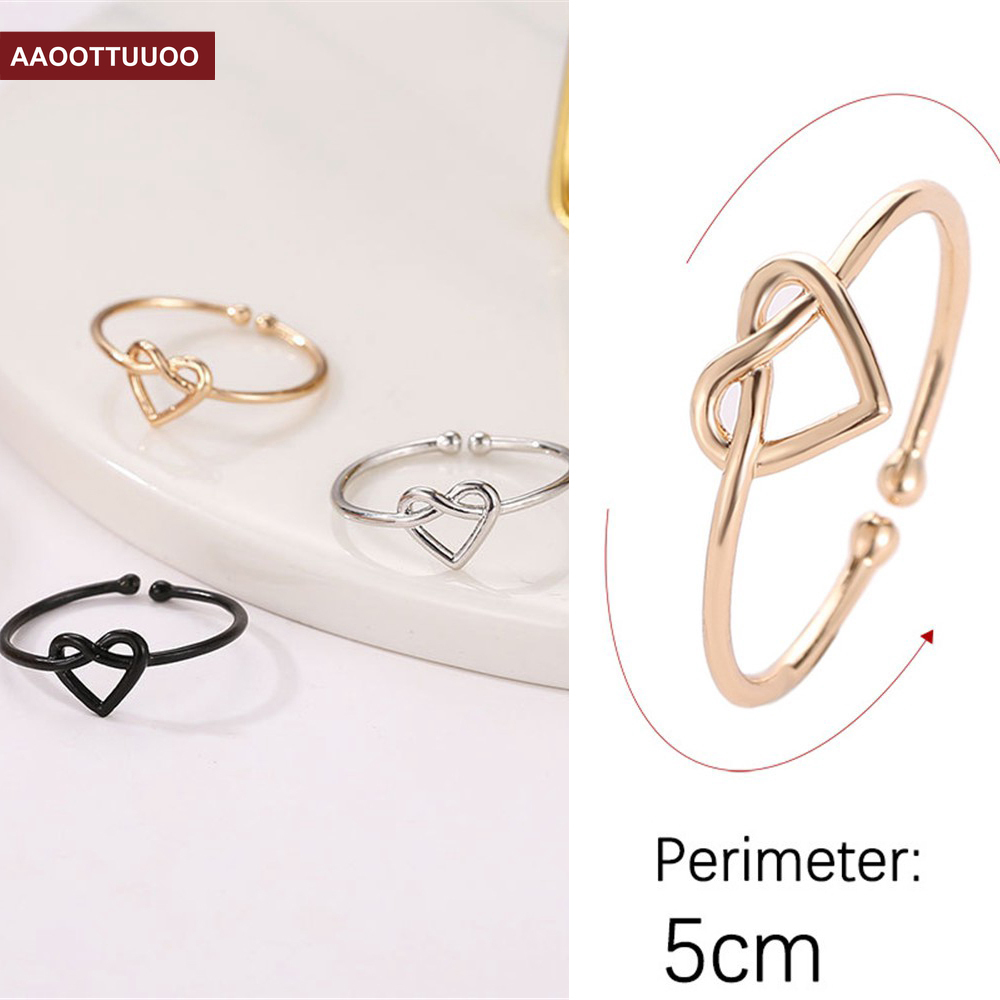Nhẫn hở hình nút thắt trái tim thời trang dành cho nữ