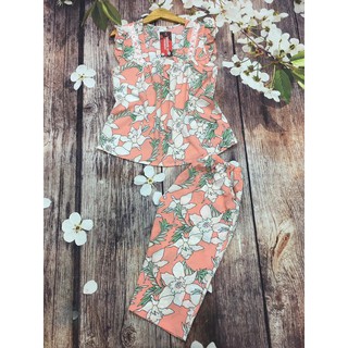 Đồ bộ mặc nhà lụa hoa cỏ siêu dễ thương