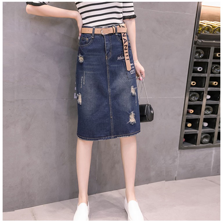 Chân váy jean chữ A QUẢNG CHÂU cho nữ CV136