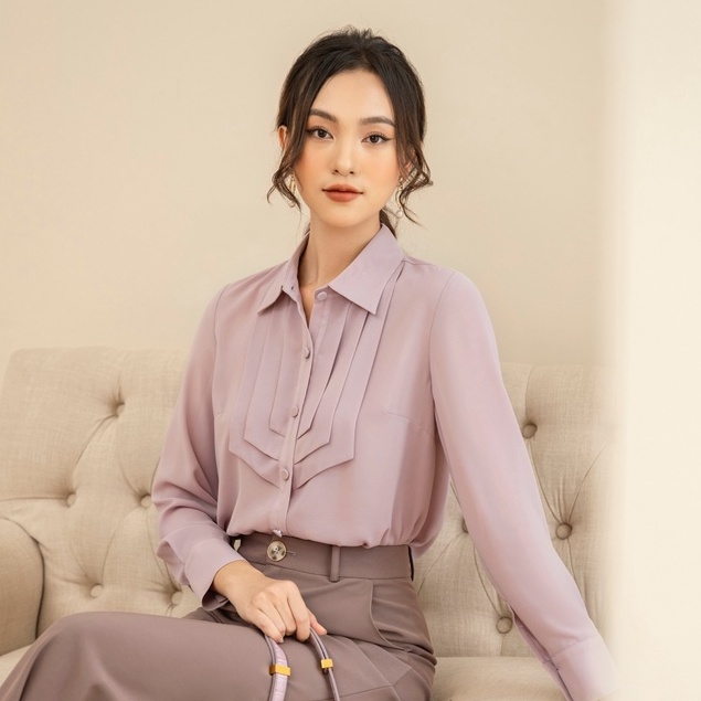 Áo Sơ Mi Nữ Công Sở Cổ Đức Xếp Ly Sole Dáng Công Sở Thời Trang By LEMIA Design - 21A041