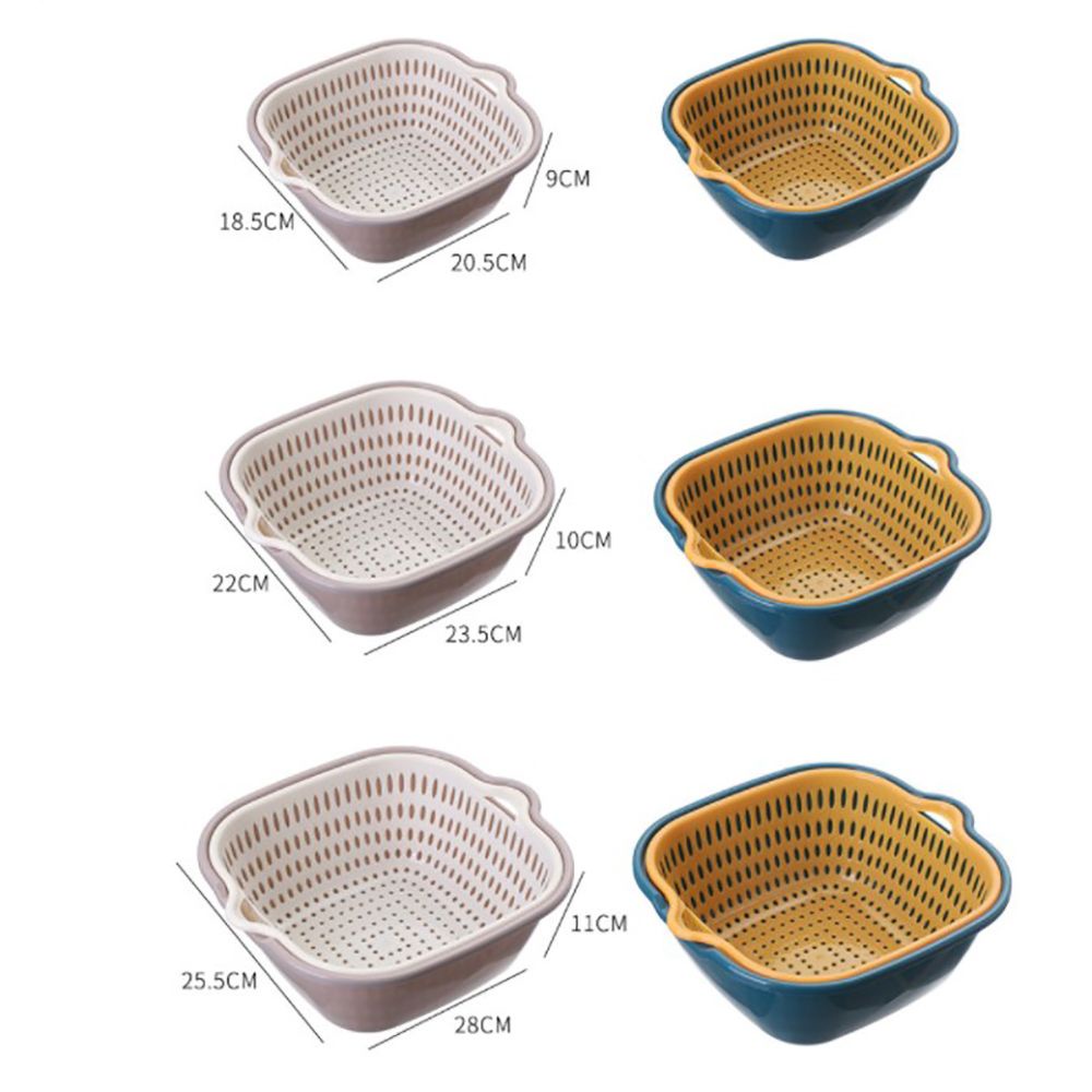 Bộ 6 rổ rửa rau củ quả bằng nhựa PP hai lớp đa năng tiện dụng cho nhà bếp