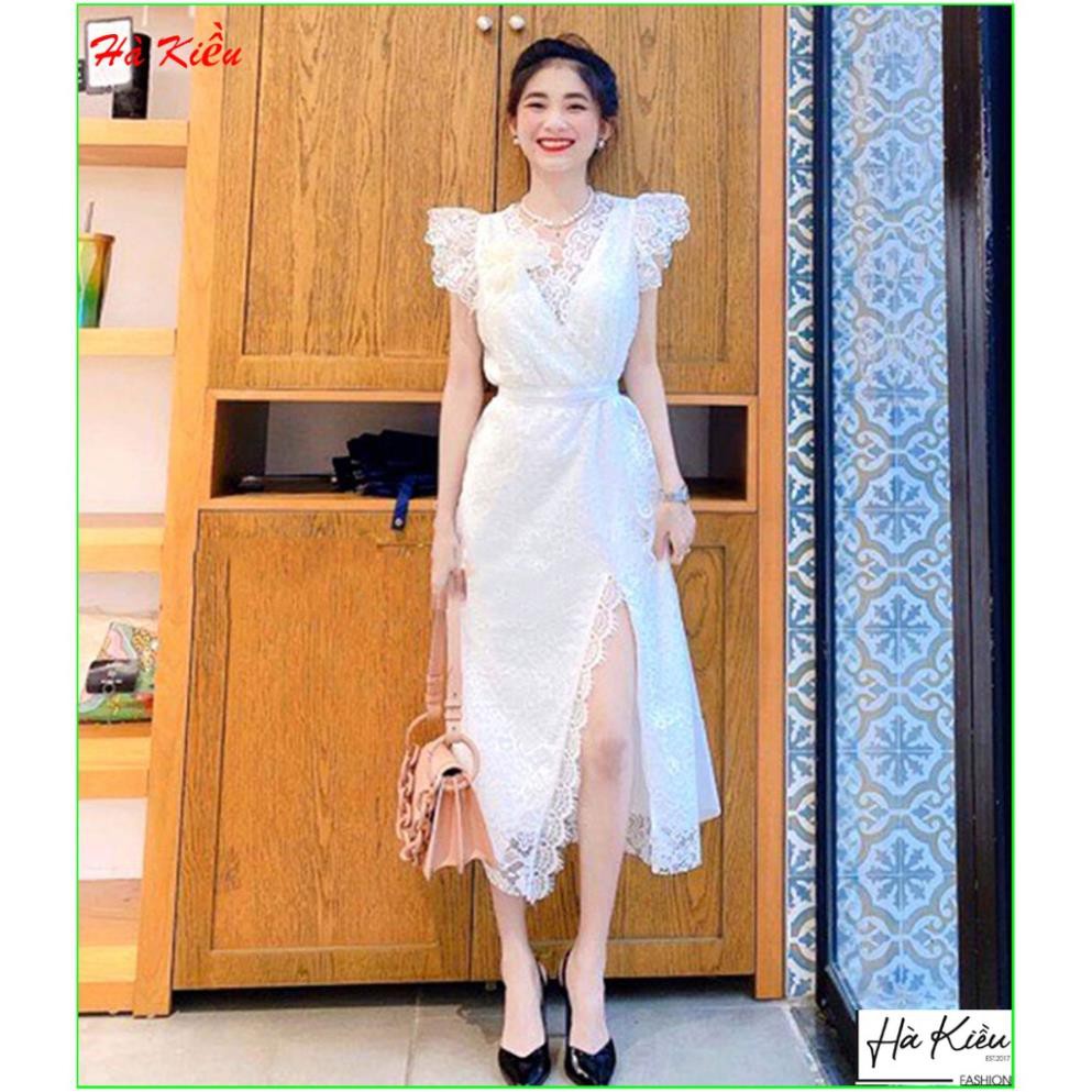 Đầm váy trắng dự tiệc phối ren cột eo ( Hình chụp thật) [HÀNG CHẤT LƯỢNG]