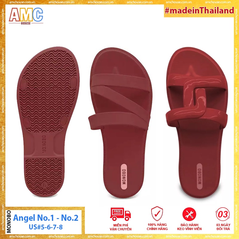 Dép Thái Lan nữ MONOBO màu cam gạch sành điệu quai đan, quai chéo - Angel number 1 - Angel Number 2